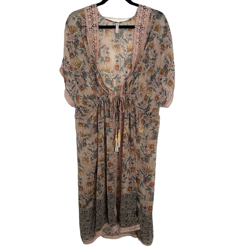 Xhilaration Pink Floral Short Sleeve Robe XS / S